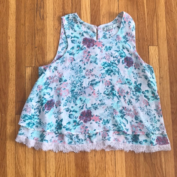 Chloe K floral print chiffon sleeveless top large - Picture 5 of 15